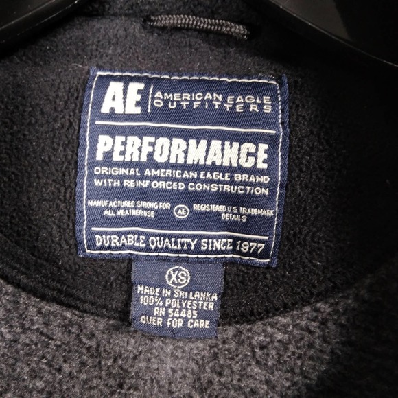 American Eagle Men Pullover Fleece Jacket Gray - Picture 5 of 6